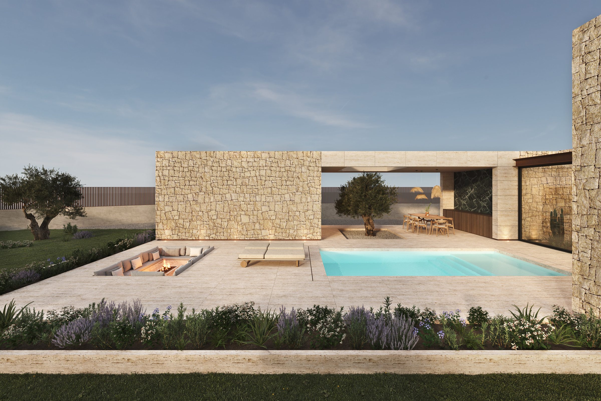 Villa mediterránea con piscina